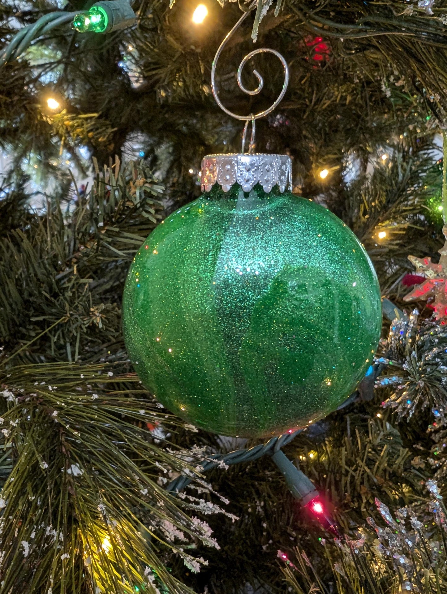 Handmade Green Glitter “Teacher” Ornament