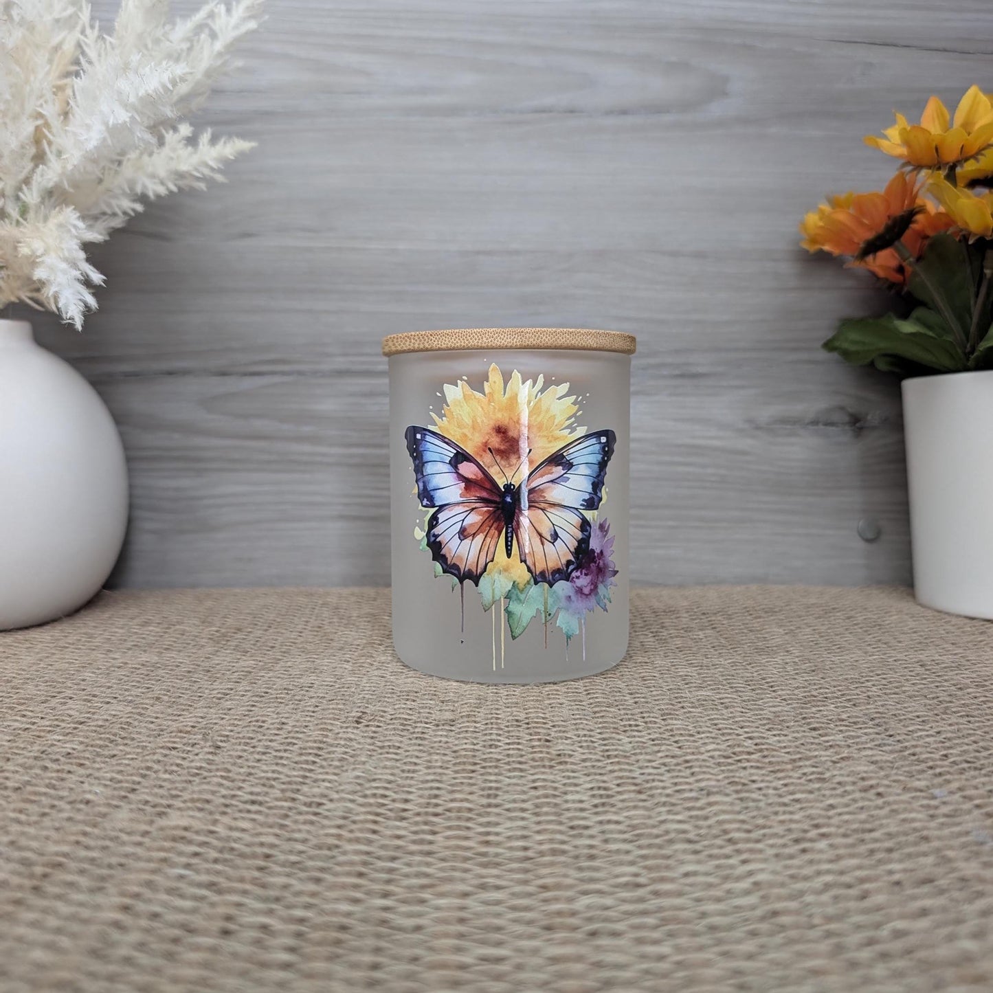 Butterfly Design Glass Candle Holder With Tea Light Candle