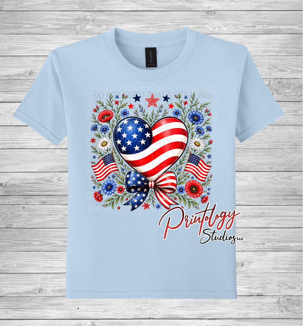 Patriotic Heart & Bow T-Shirt