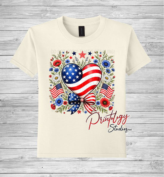 Youth Patriotic Heart & Bow T-Shirt