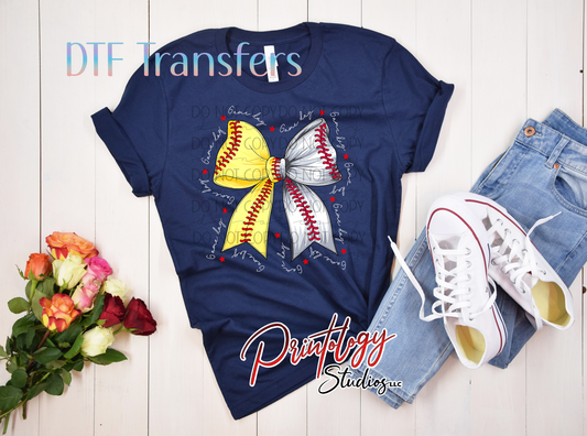 Game Day Baseball & Softball Bow DTF Transfer