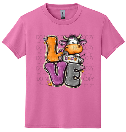 Youth LOVE Cow Valentine Shirt