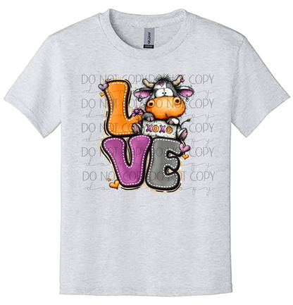 Youth LOVE Cow Valentine Shirt