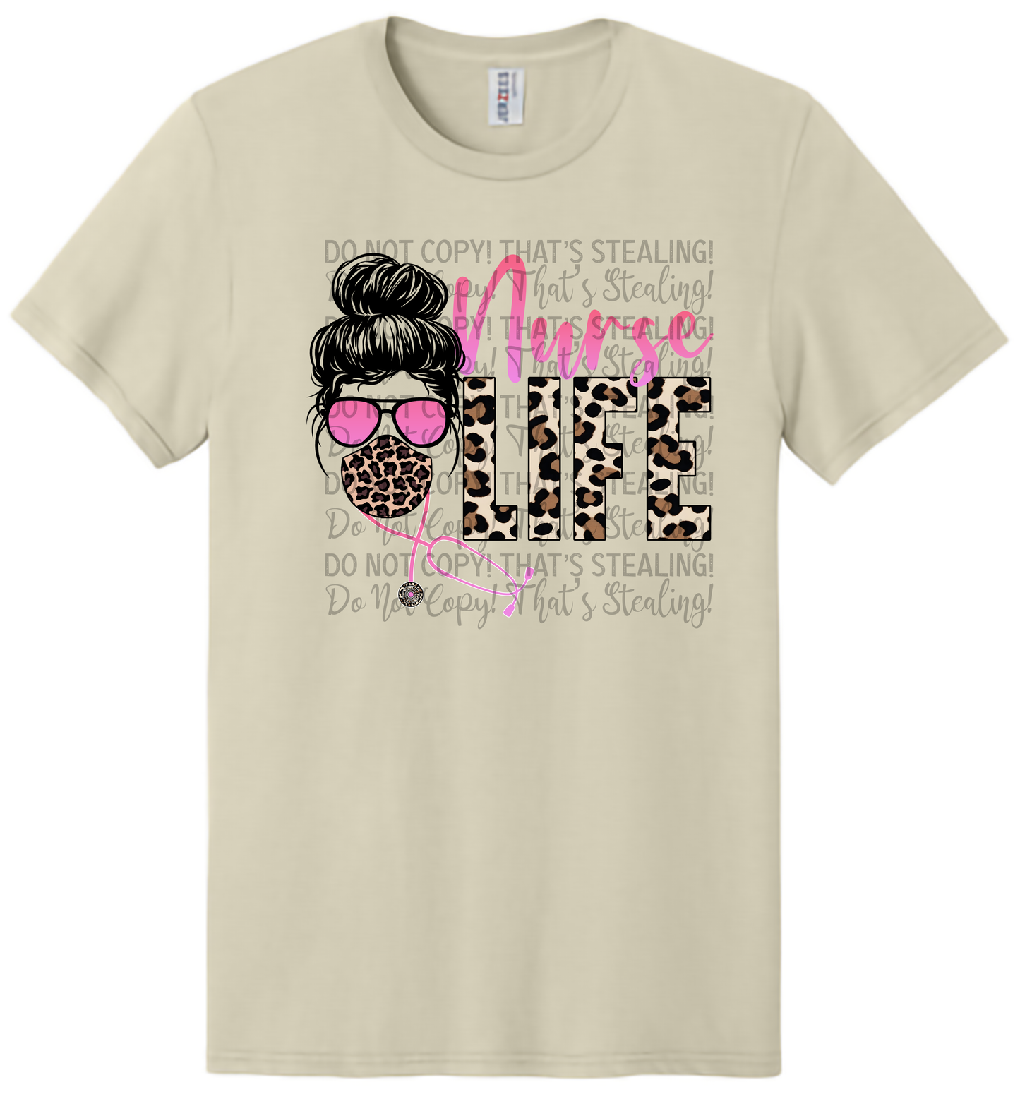 Nurse Life Leopard Print Shirt | Messy Bun