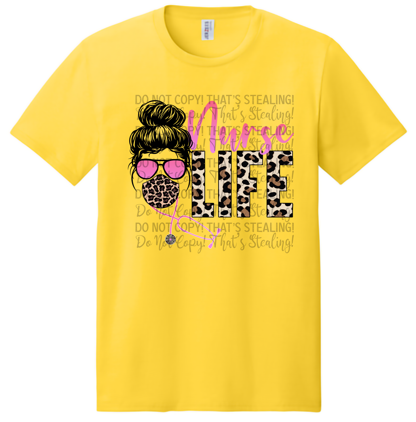 Nurse Life Leopard Print Shirt | Messy Bun