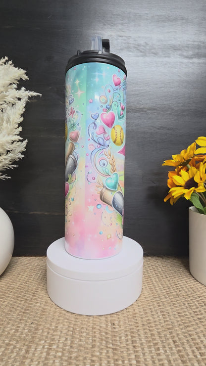 20oz Coquette Softball Water Bottle
