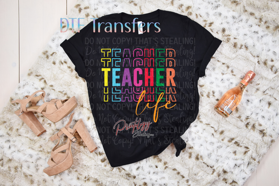 Teacher Life Rainbow Block Transfer
