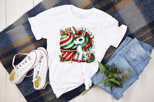 Peppermint Cupcake Unicorn DTF Transfer