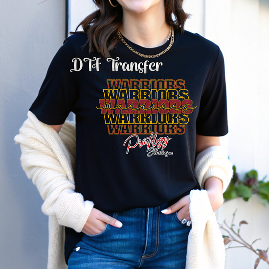 Warriors Repeating Script – DTF Transfer