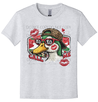 Youth Call Me XO Duck Valentine Shirt